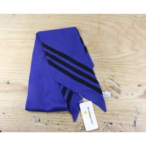 Liz Claiborne Scarf Blue Black Merino Wool Striped Vintage 1987 Hong Kong New
